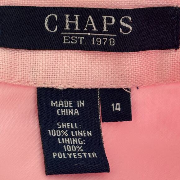 NEW CHAPS 100% Linen Flounce Hem Midi Skirt in Pink Spring Easter SZ 14 - Picture 7 of 9